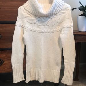 LOFT Cowl Neck Cable Knit Sweater-Wool